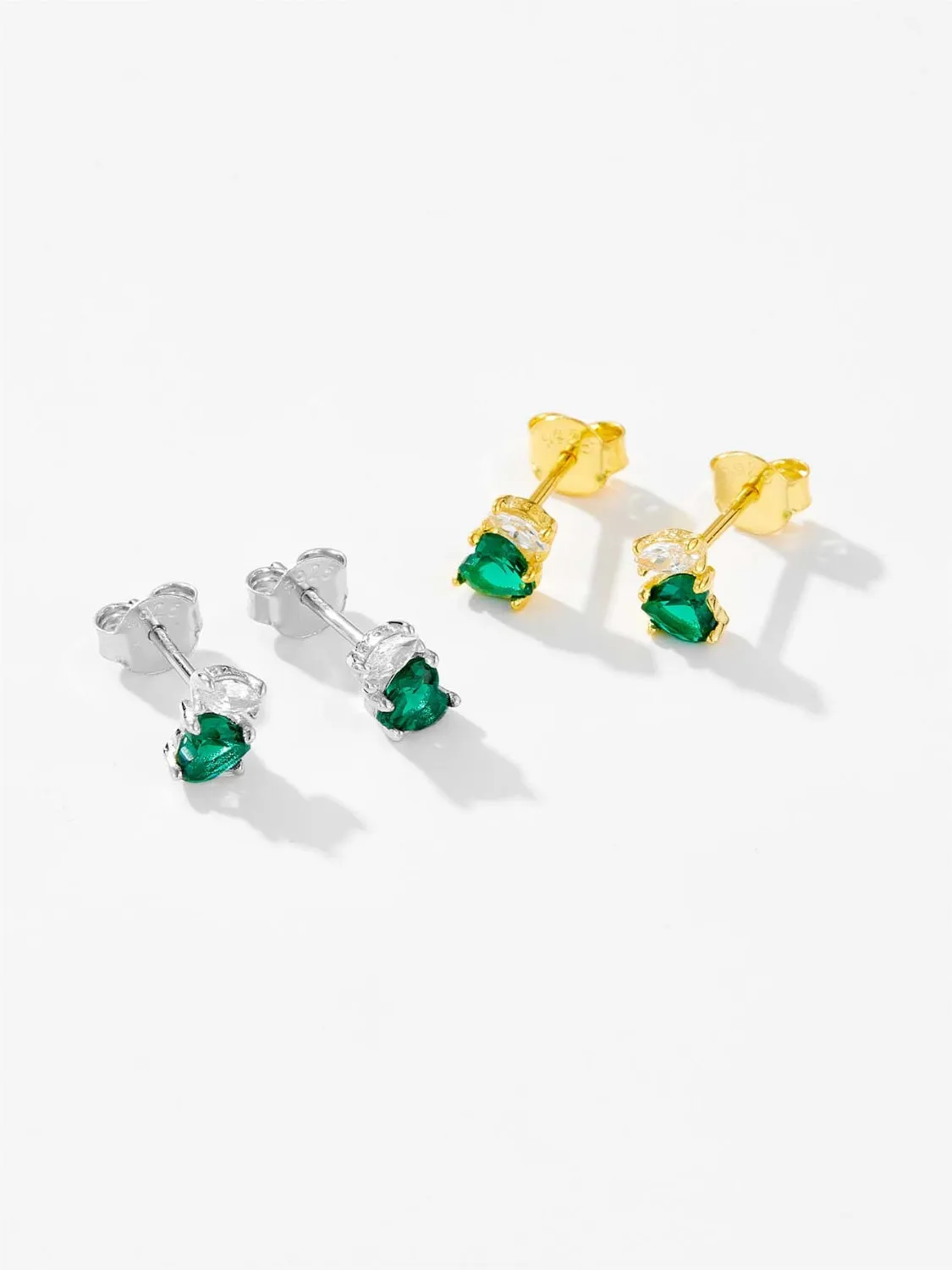 925 Sterling Silver Inlaid Zircon Stud Earrings