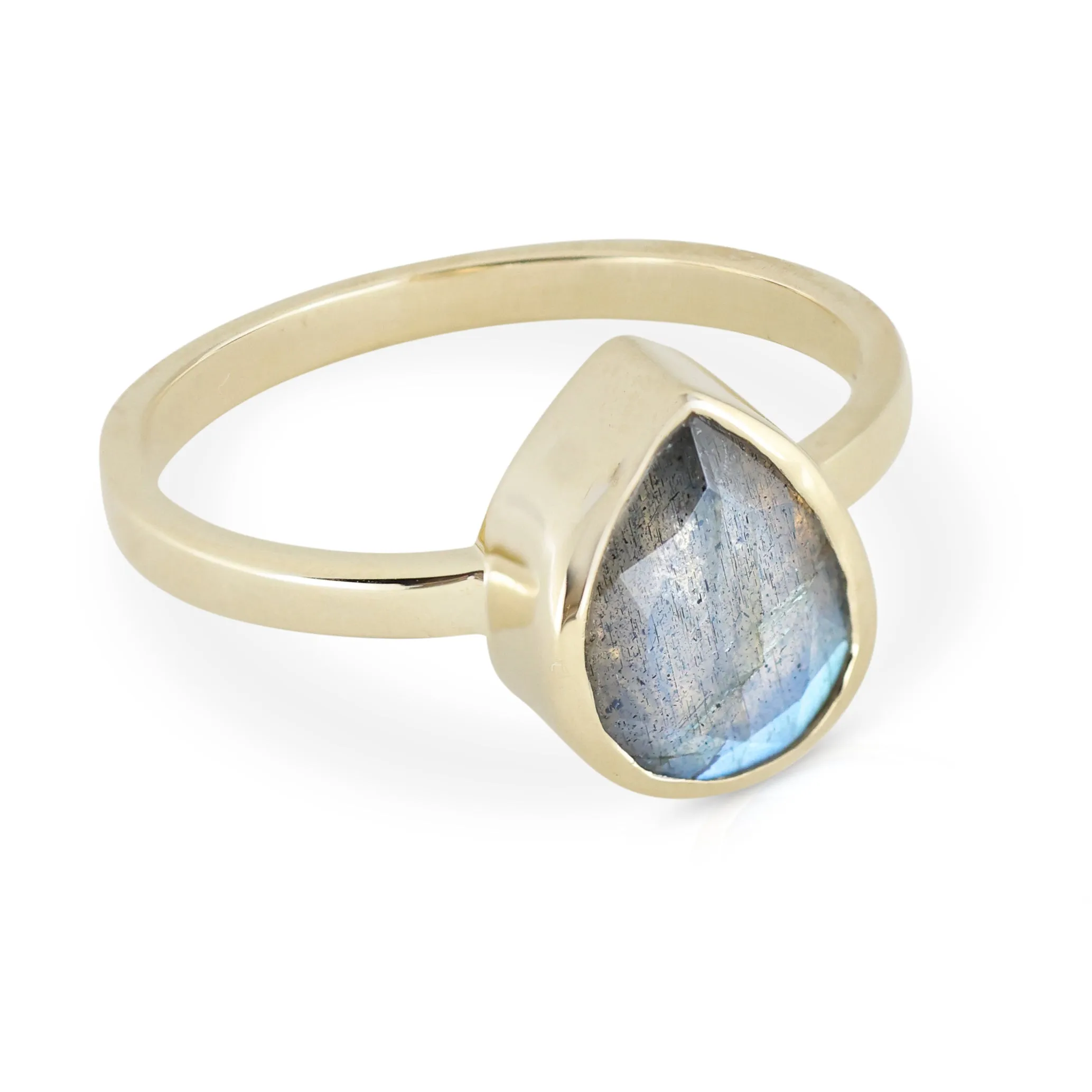 9K Yellow Double Stack Labradorite Halo