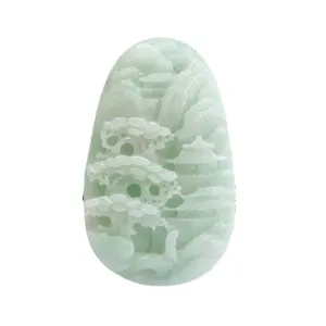A Grade Sterling Silver Pendant with Natural Myanmar Jade Carvings Fortune's Favor