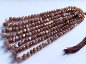 AAA Chocolate Moonstone Faceted Rondelle Shape Beads