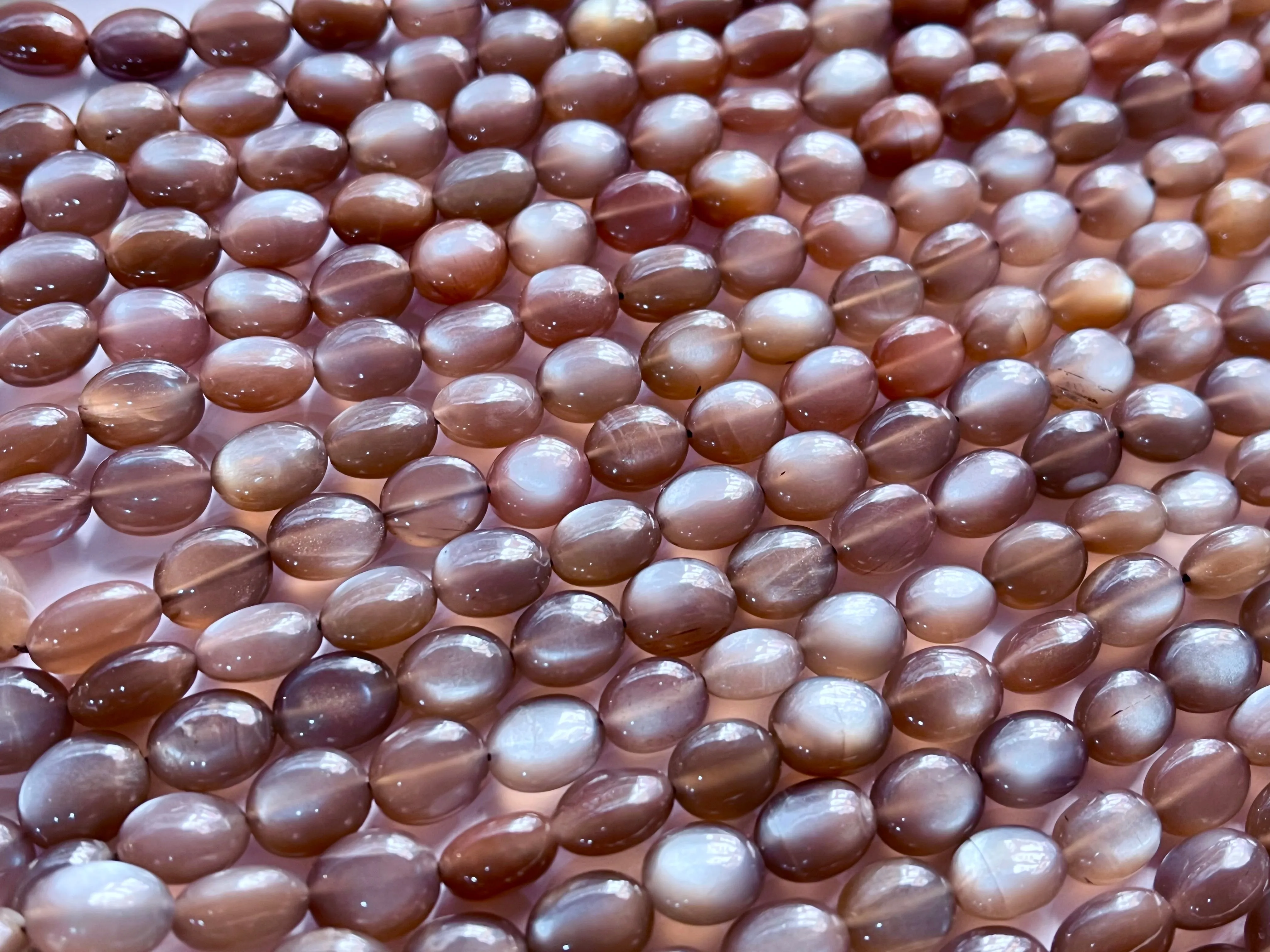 AAA Chocolate Moonstone Smooth Oval Shape Beads