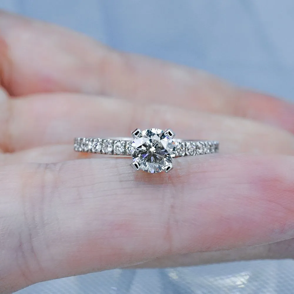 Affordable 1.20CT Round cut Engagement Ring in 14KT White Gold