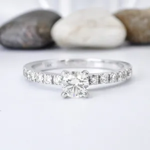 Affordable 1.20CT Round cut Engagement Ring in 14KT White Gold