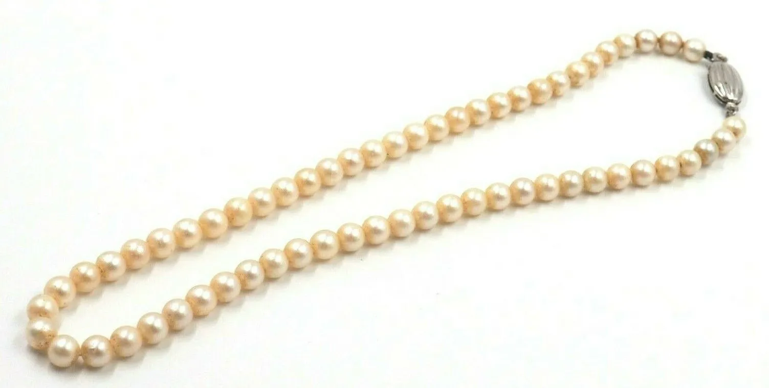 Akoya Pearl Strand Necklace with Sterling Silver Clasp