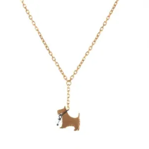 Amanda Coleman gold black moonstone scottie dog necklace