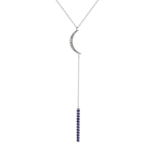 Amethyst and Created White Sapphire Lariat Necklace
