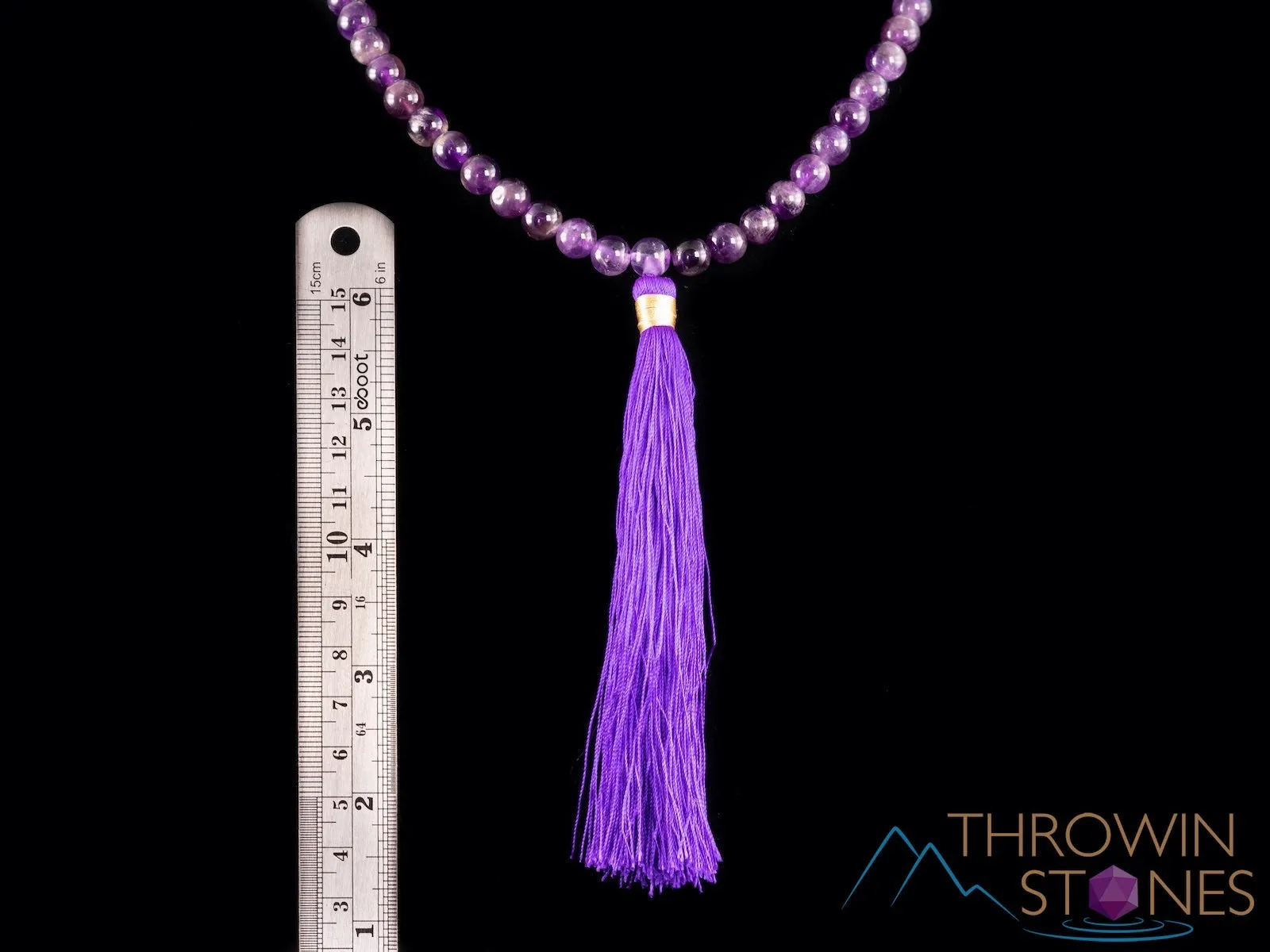 AMETHYST Crystal Necklace, Mala - Birthstone Necklace, Handmade Jewelry, Beaded Necklace, Healing Crystals and Stones, E0122