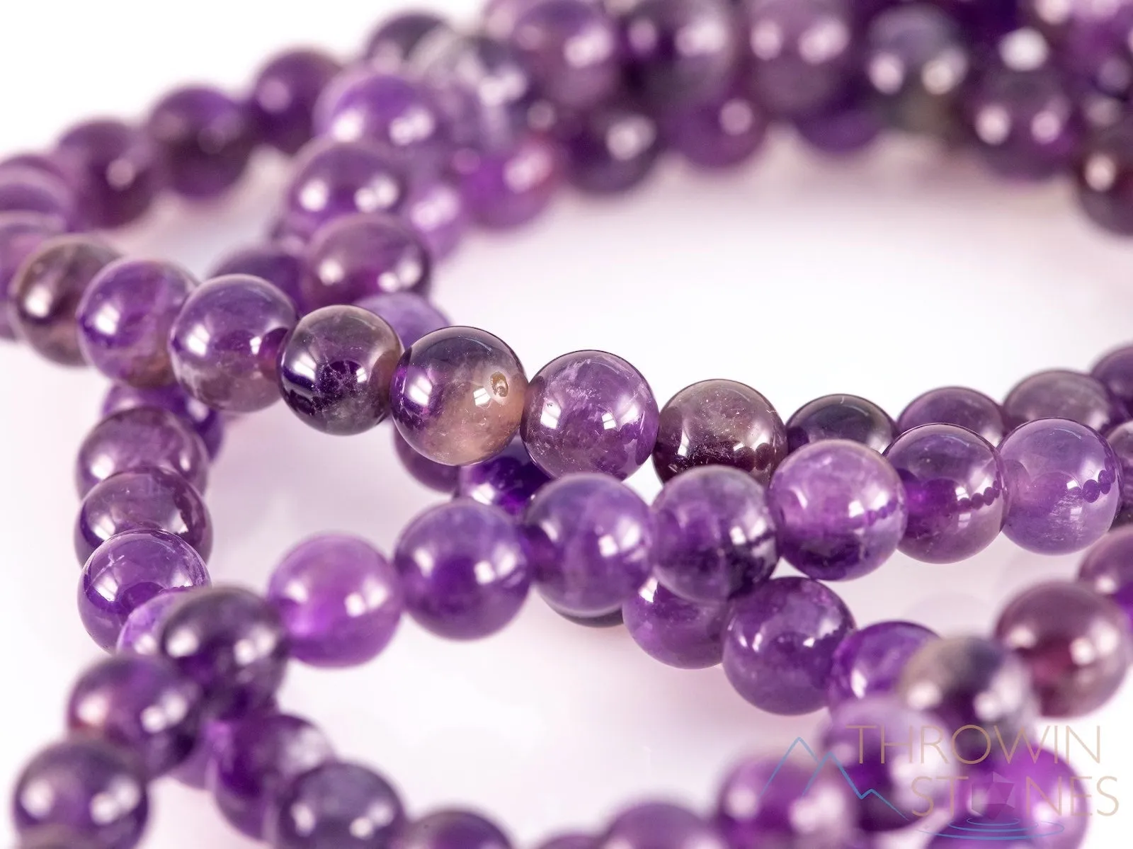AMETHYST Crystal Necklace, Mala - Birthstone Necklace, Handmade Jewelry, Beaded Necklace, Healing Crystals and Stones, E0122