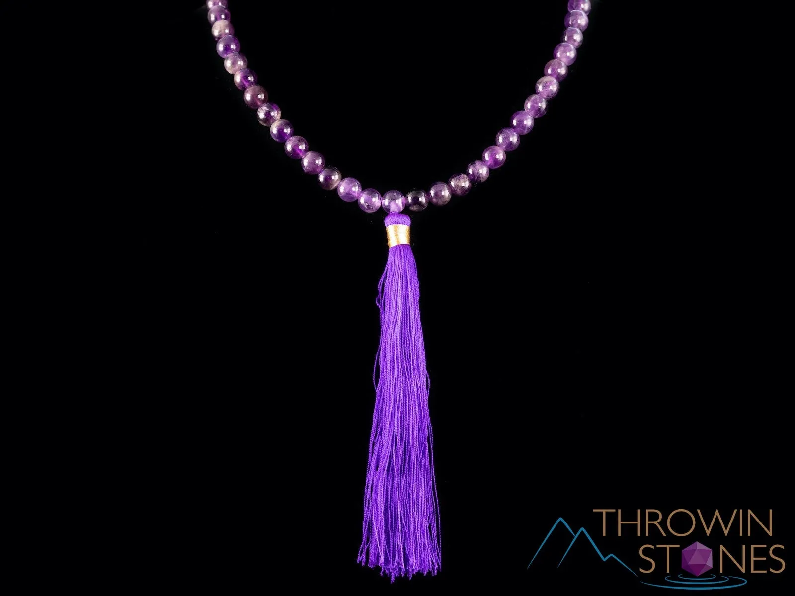 AMETHYST Crystal Necklace, Mala - Birthstone Necklace, Handmade Jewelry, Beaded Necklace, Healing Crystals and Stones, E0122
