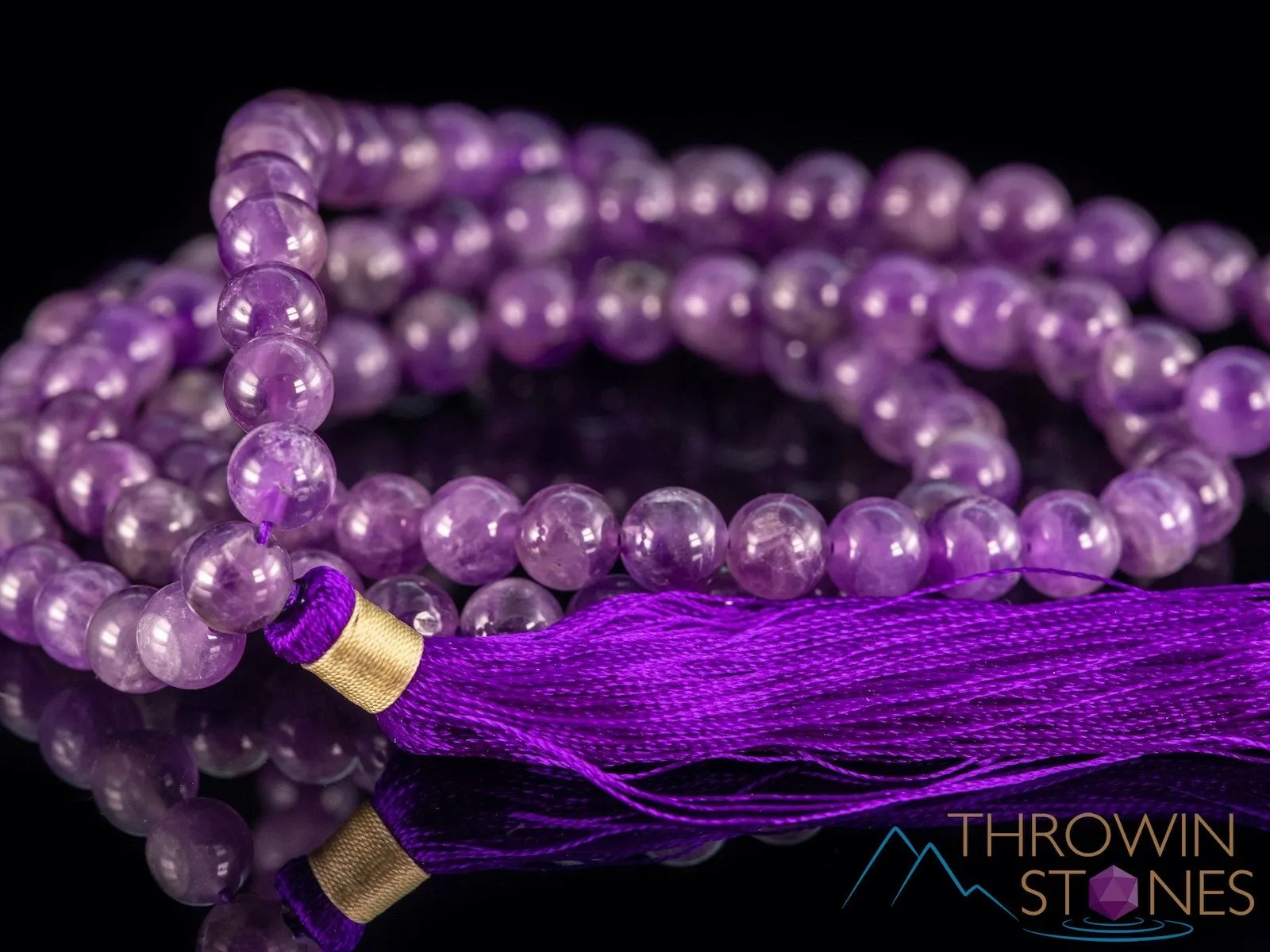 AMETHYST Crystal Necklace, Mala - Birthstone Necklace, Handmade Jewelry, Beaded Necklace, Healing Crystals and Stones, E0122