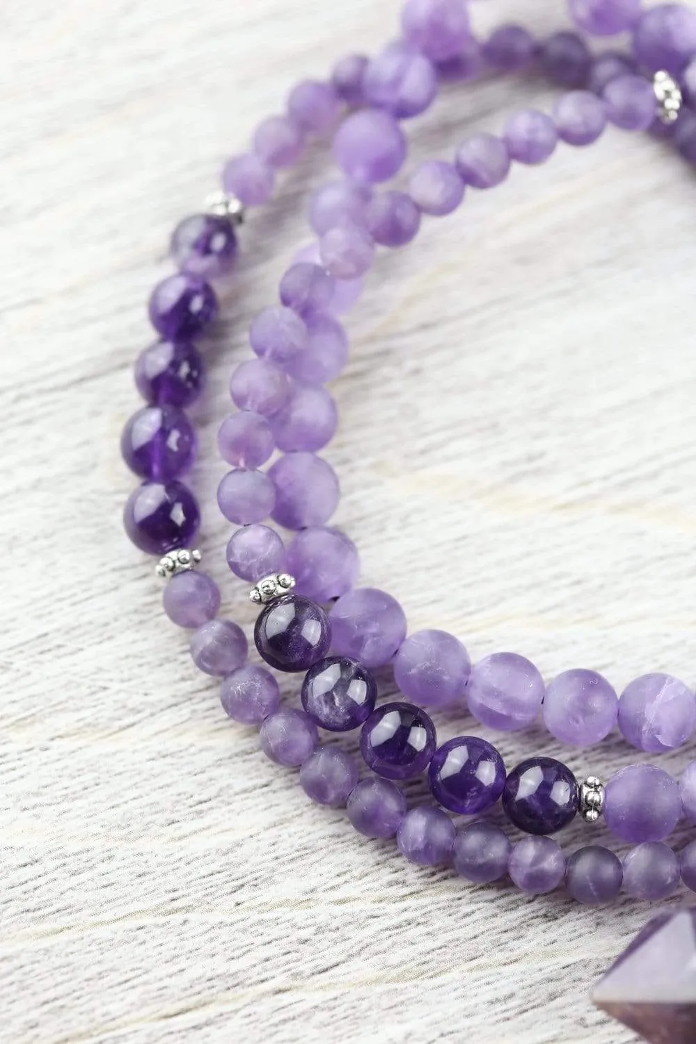 Amethyst Hexagonal Gemstone Mala