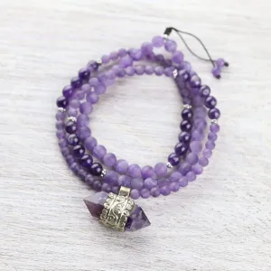 Amethyst Hexagonal Gemstone Mala