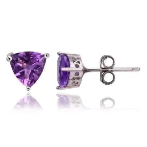 Amethyst Trillion Cut 1.4CT IOBI 925 Sterling Silver Stud Earrings