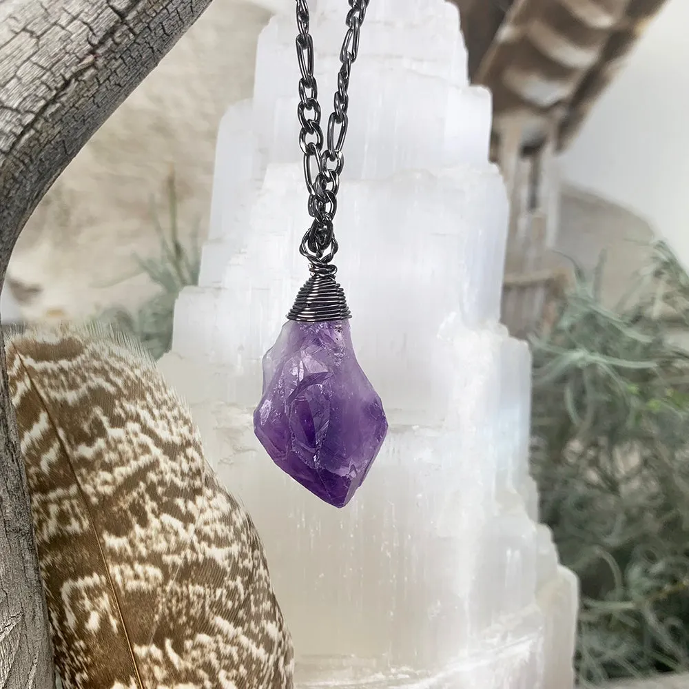 Amethyst Wire Wrapped Pendant   Pouch