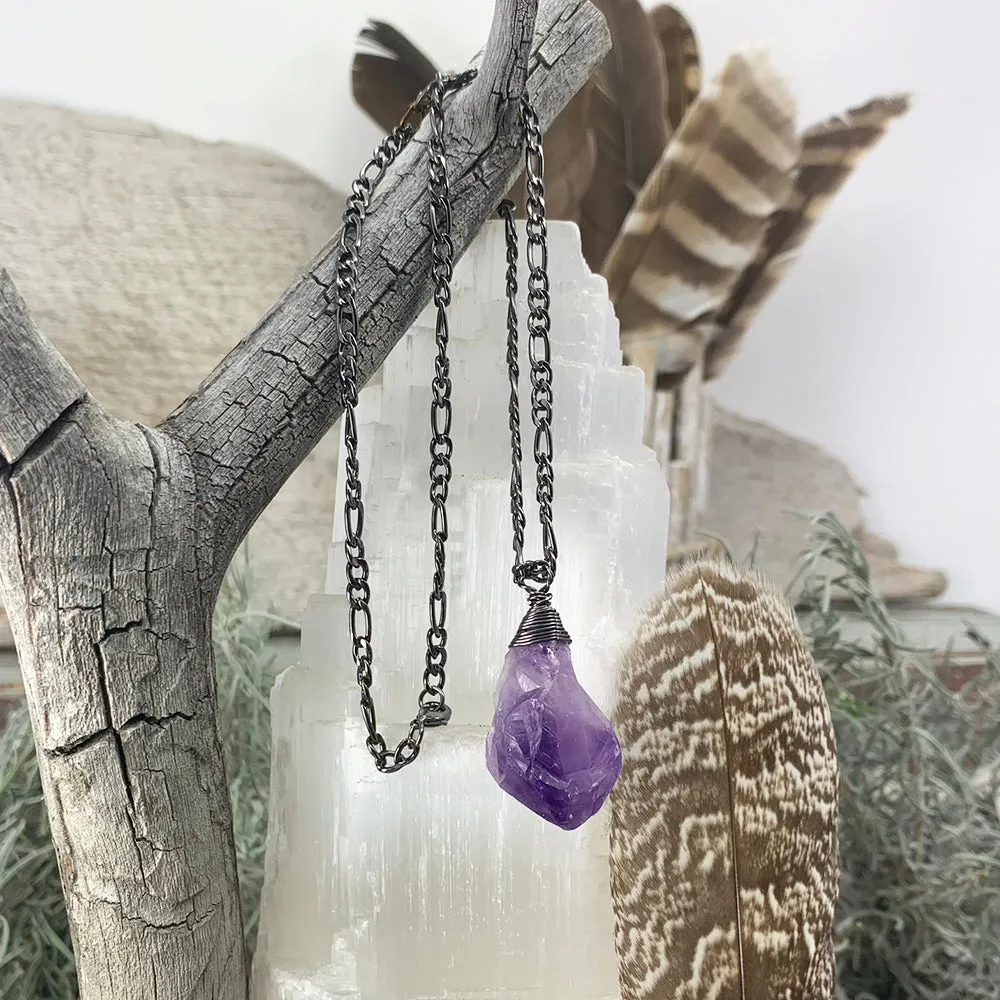 Amethyst Wire Wrapped Pendant   Pouch