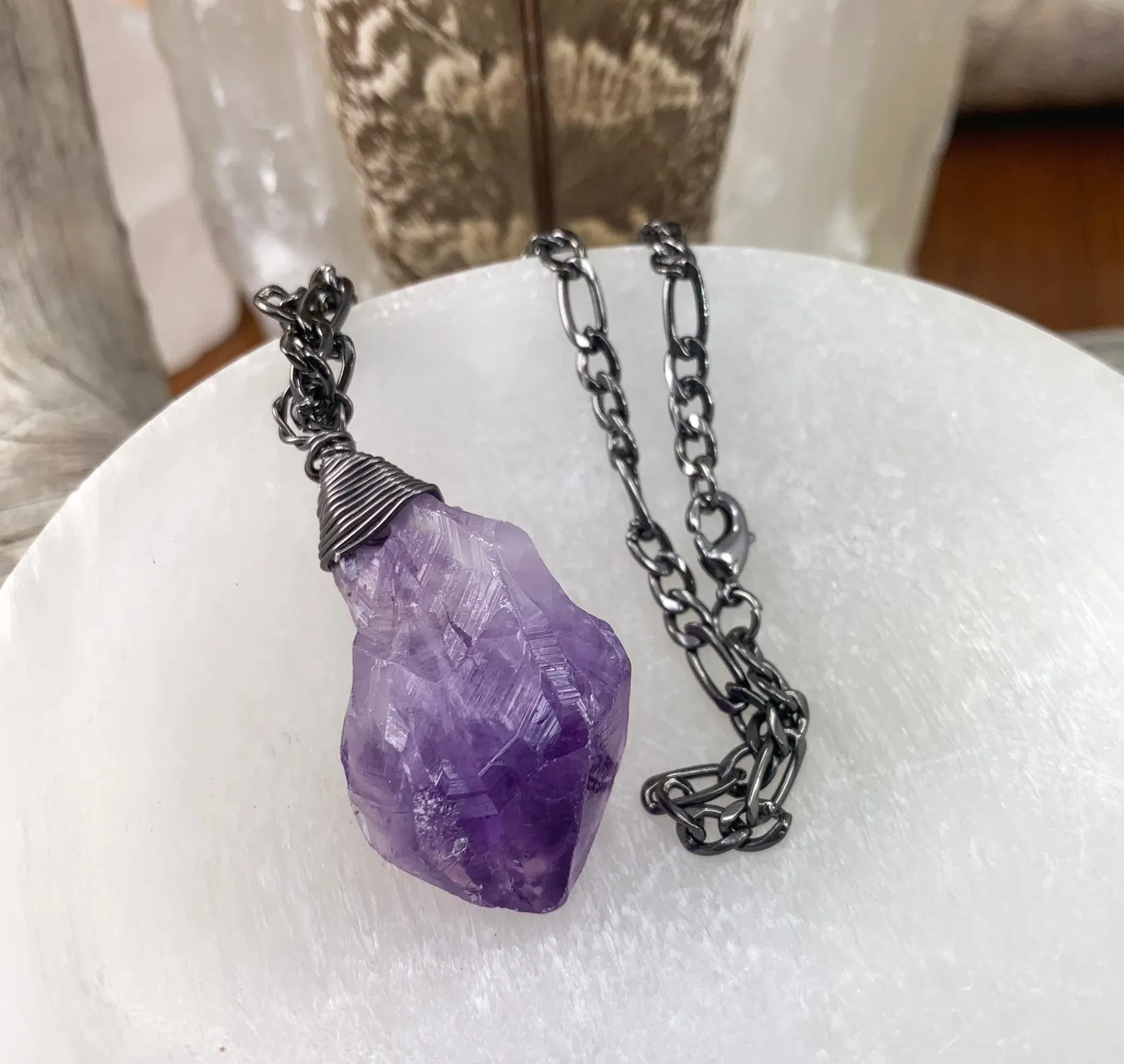 Amethyst Wire Wrapped Pendant   Pouch