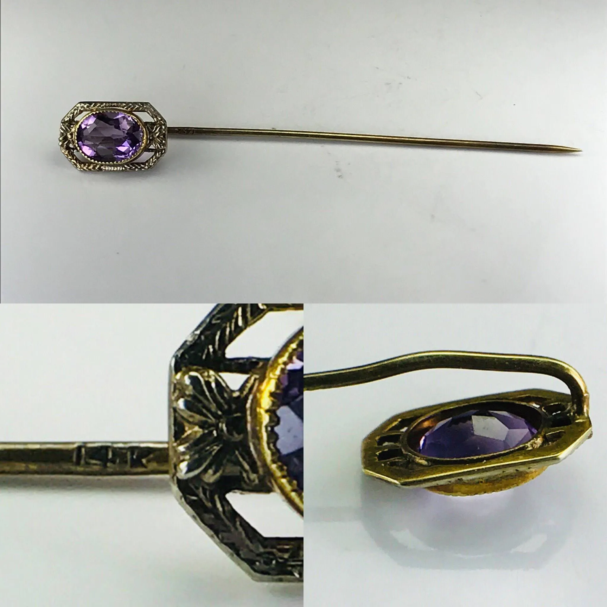 Antique Amethyst Pendant. 14K Gold Filigree. February Birthstone. 6th Anniversary. Upcycled Jewelry.