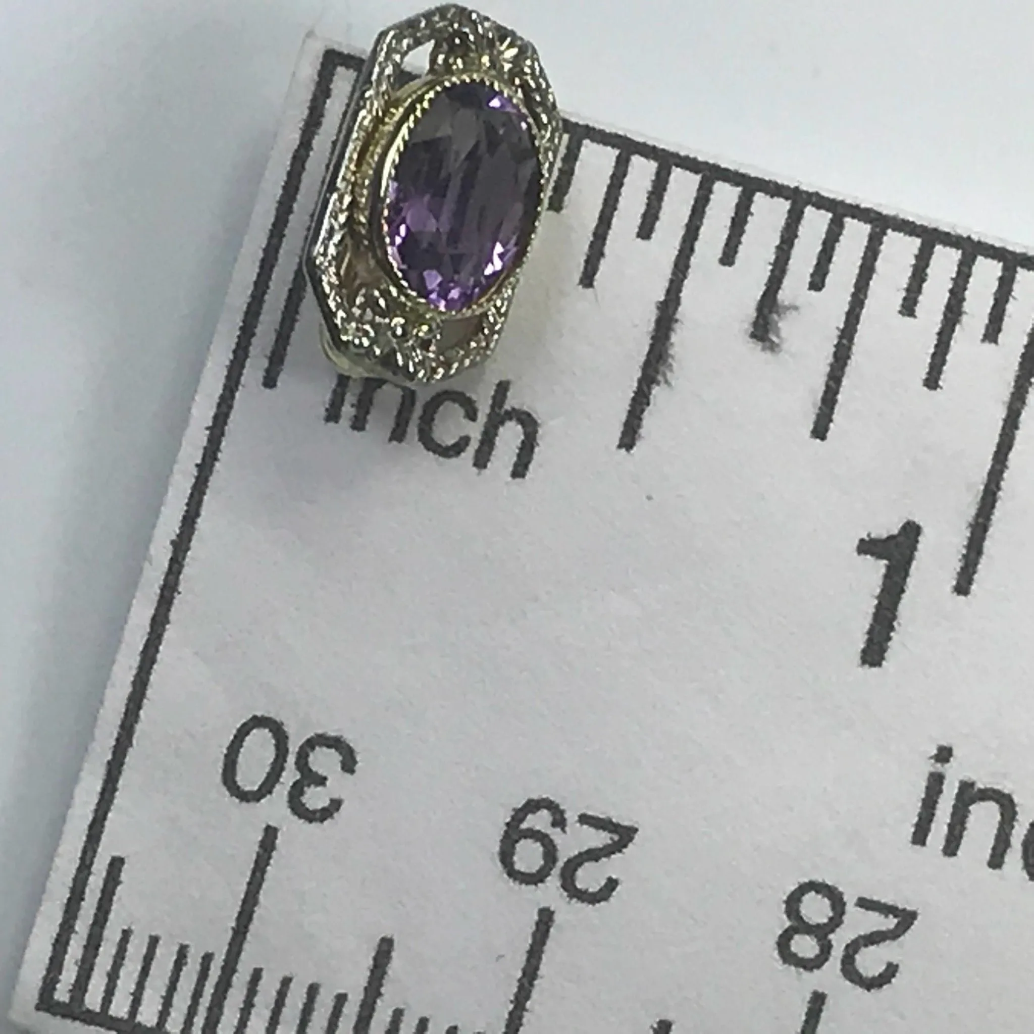 Antique Amethyst Pendant. 14K Gold Filigree. February Birthstone. 6th Anniversary. Upcycled Jewelry.