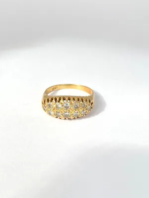 Antique, Edwardian, 18ct Gold Double Row Diamond  Ring, Hallmarked for 18ct Gold,  5.19g