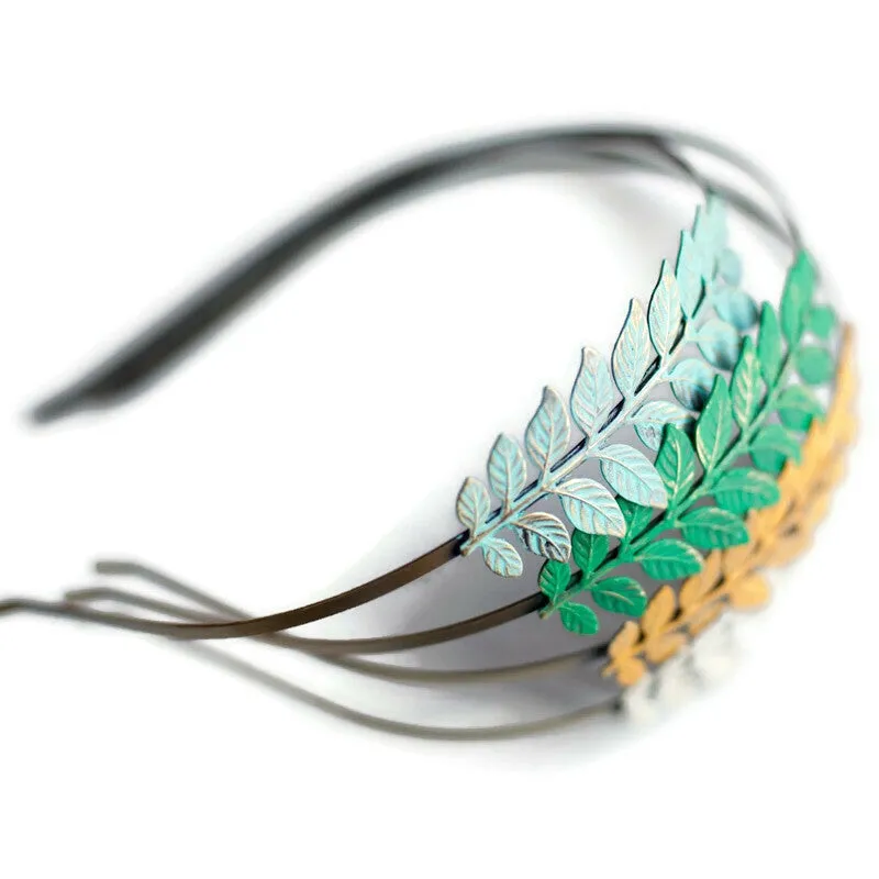 Aphrodite Headband - Hand Painted - Metal Leaf Branch Filigree