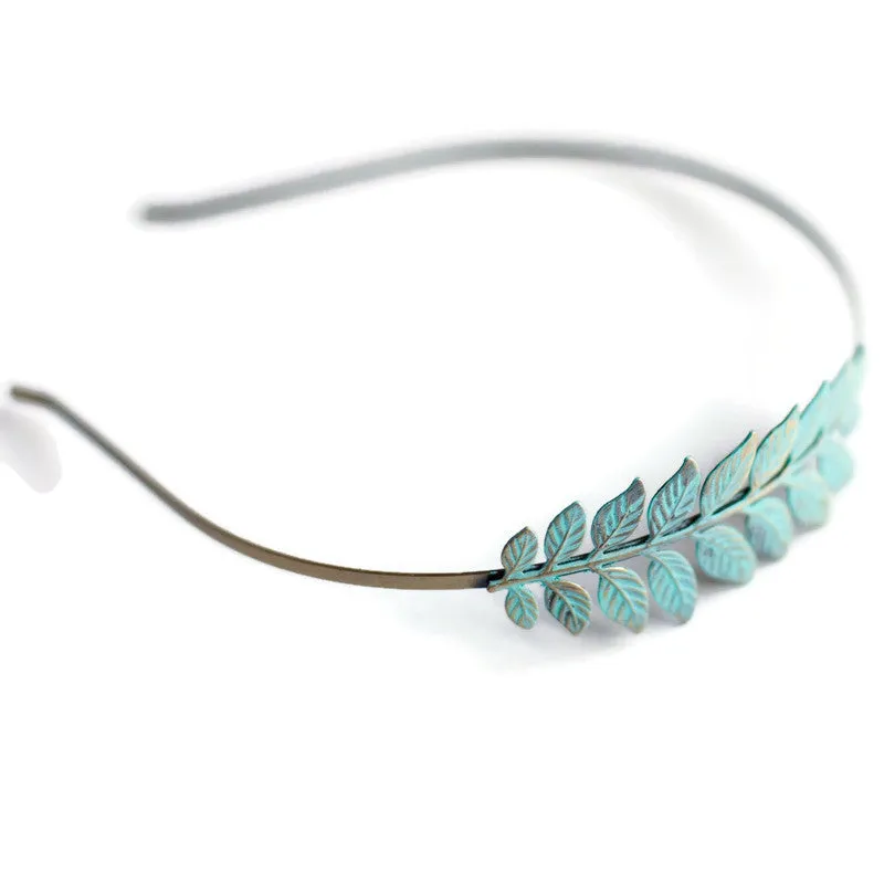 Aphrodite Headband - Hand Painted - Metal Leaf Branch Filigree