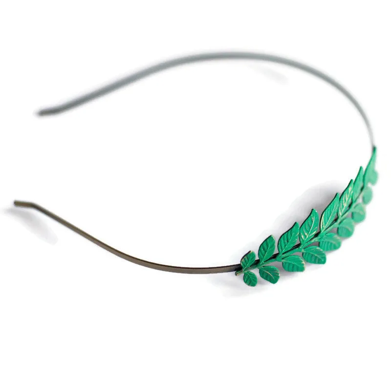 Aphrodite Headband - Hand Painted - Metal Leaf Branch Filigree