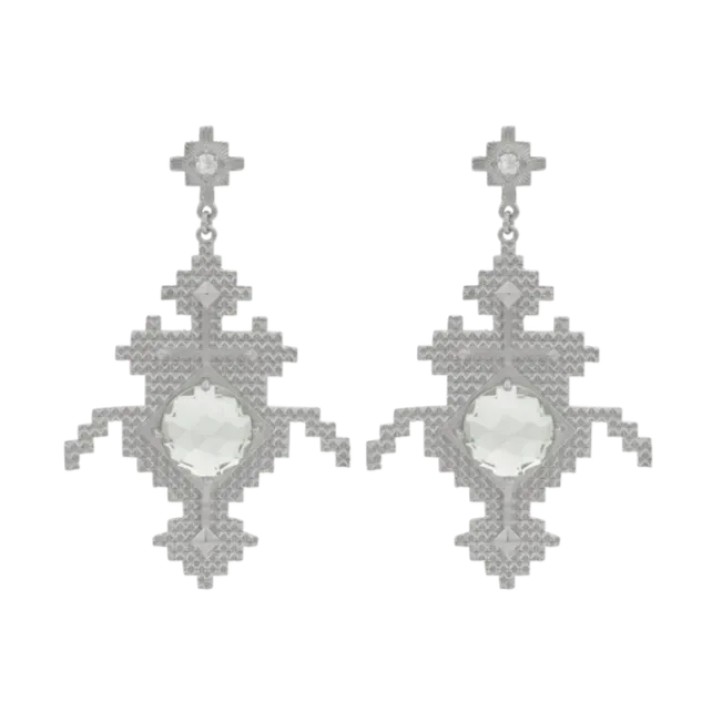 Apu Earrings | Sterling Silver | Green Amethyst & White Zircon