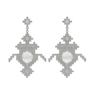 Apu Earrings | Sterling Silver | Green Amethyst & White Zircon