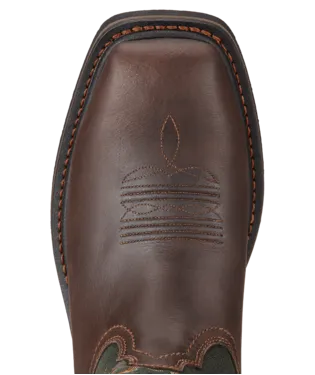 Ariat Boots, 10 inch Sierra Wide Square Toe Steel Toe Work Boot,  10017434 DARK BROWN