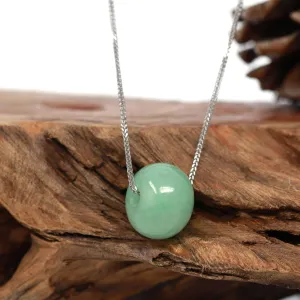 Baikalla™ "Good Luck Button" Necklace Real Green Jade Lucky TongTong Pendant Necklace