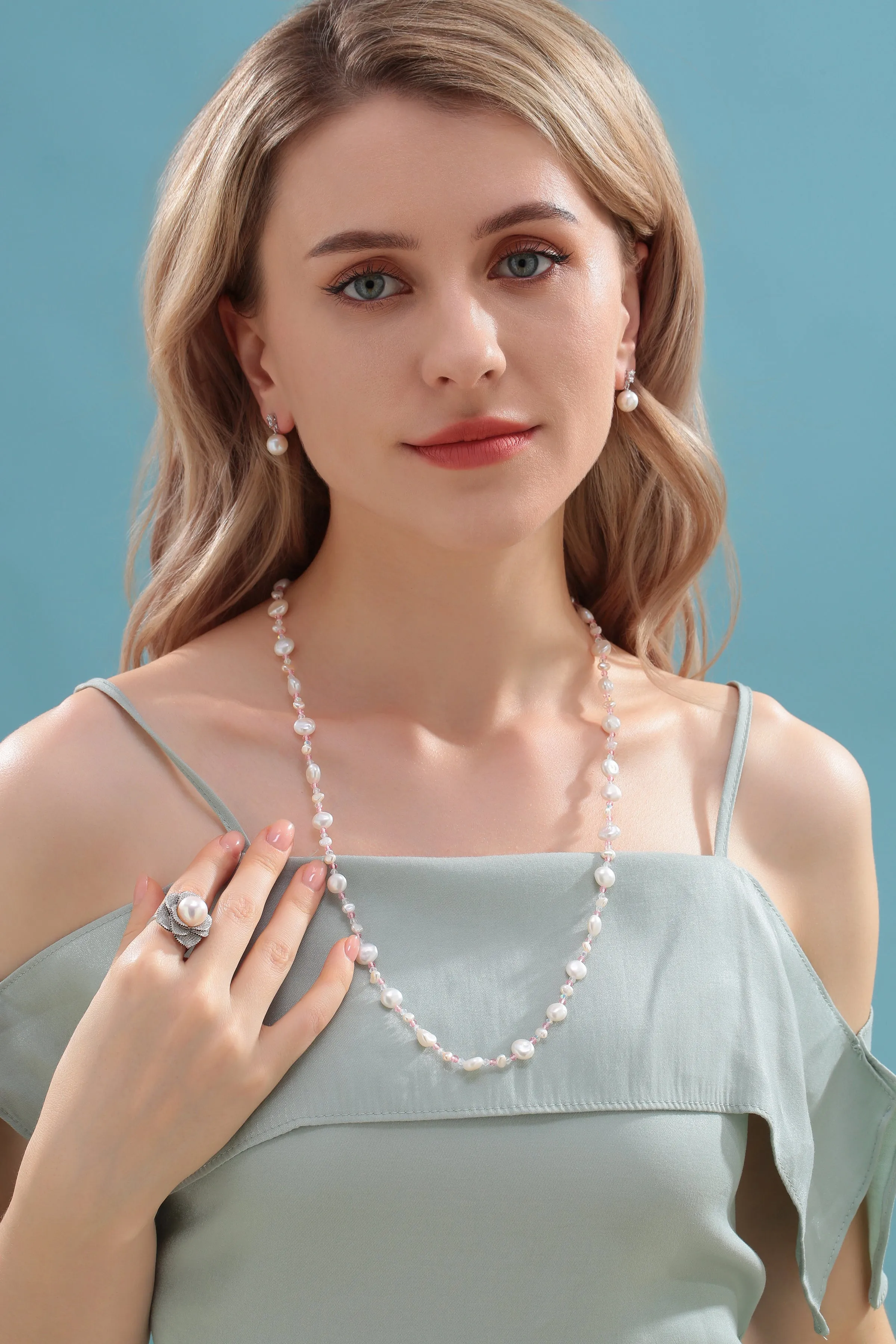 Baroque Freshwater Pearl Necklace with Pastel Beads
