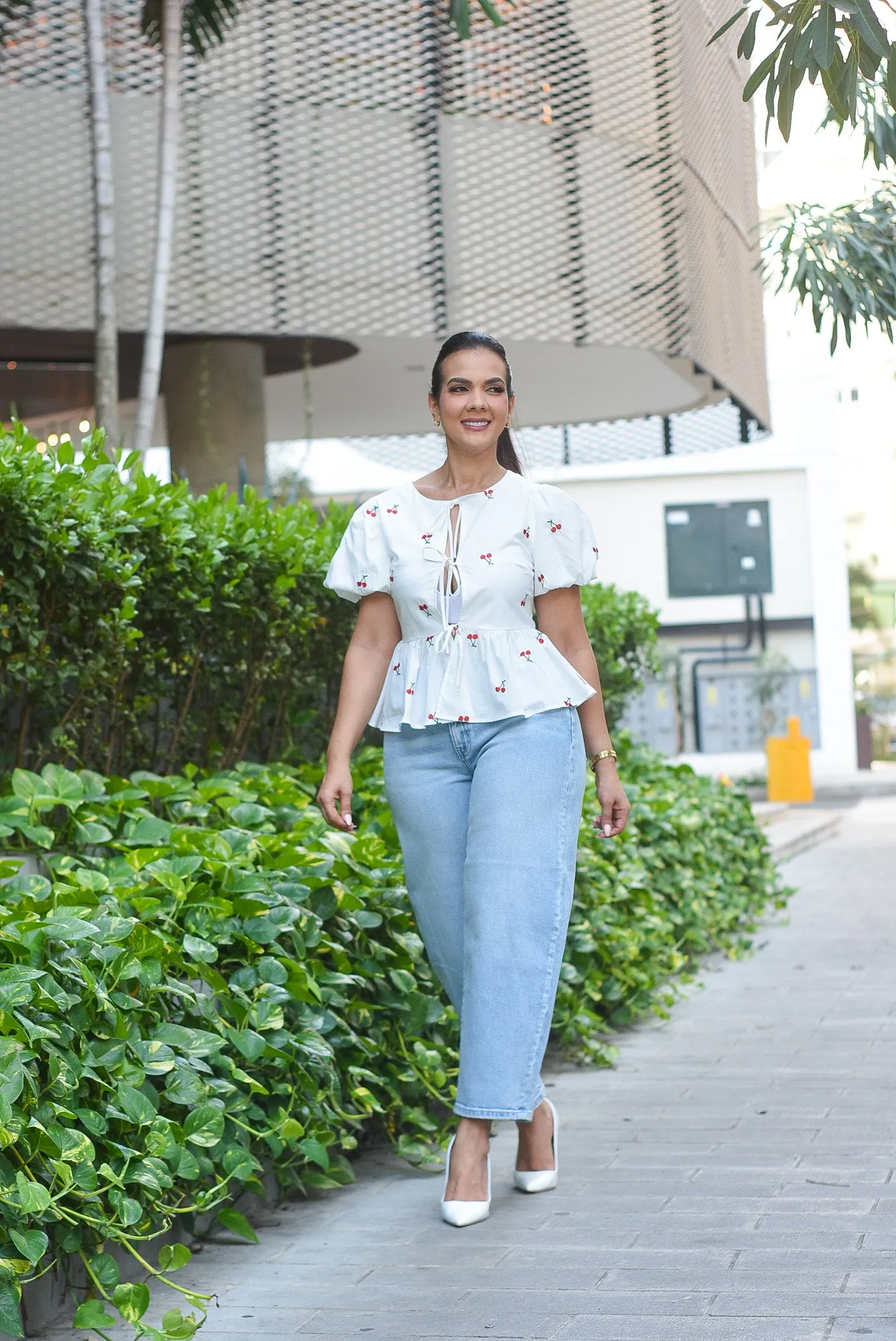 Beautiful Cherry Peplum Blouse