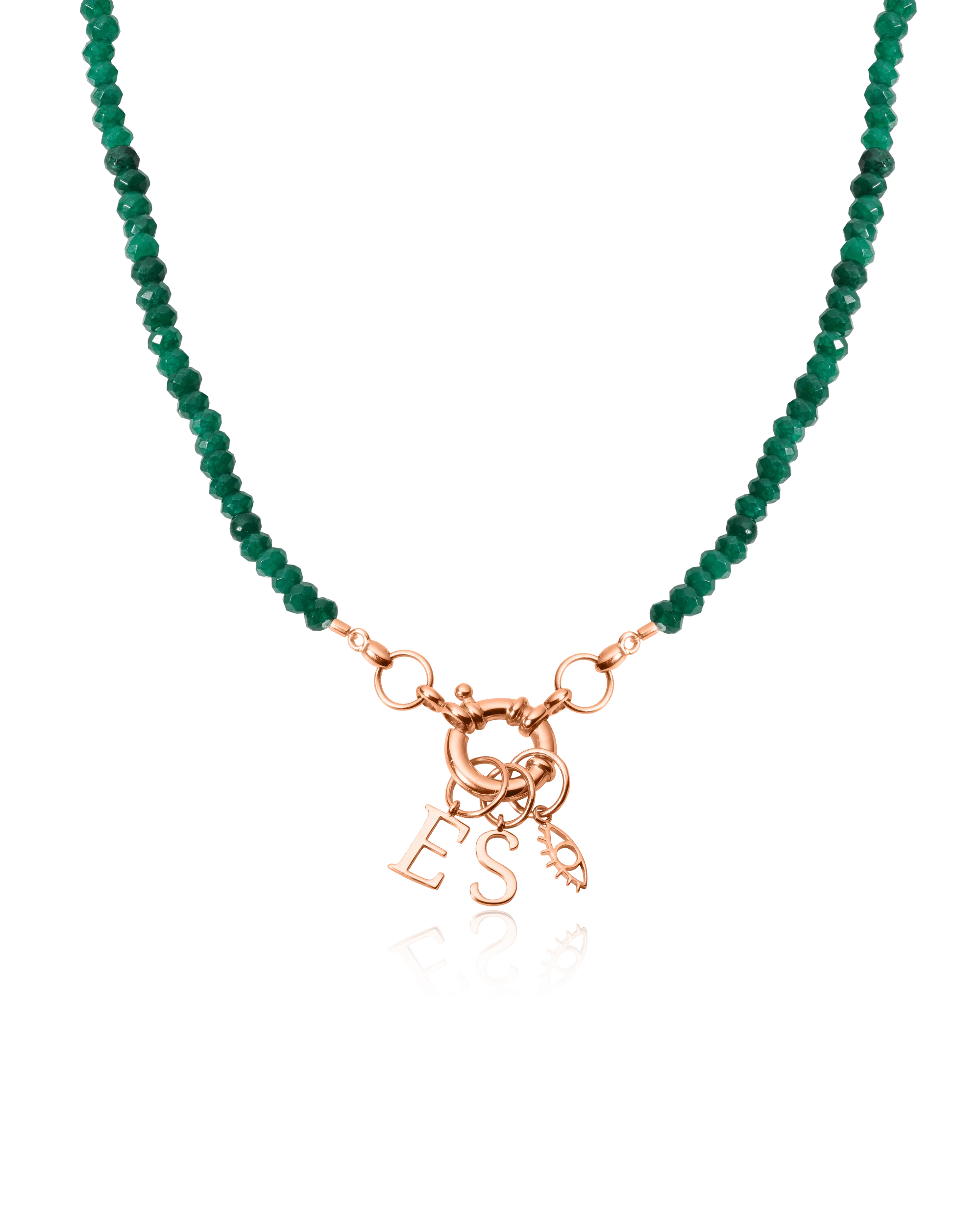 Black Spinnel Charm Lock Necklace - 18K Rose Vermeil