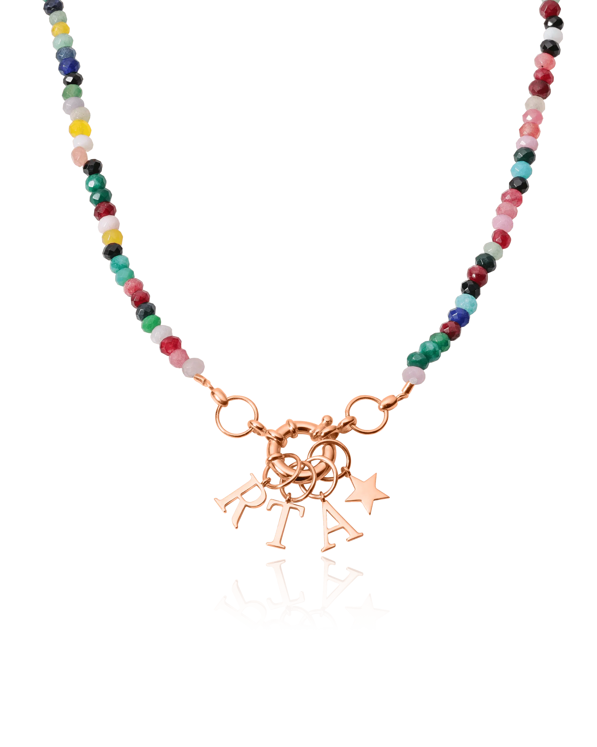 Black Spinnel Charm Lock Necklace - 18K Rose Vermeil