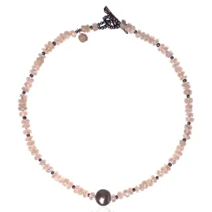 Black Tahitian Pearl & Rainbow Moonstone 'Tsarina' Choker