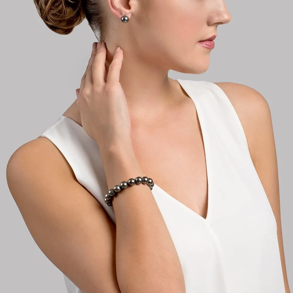 Black Tahitian Pearl Bracelet, 9.0-10.0mm - AAAA Quality