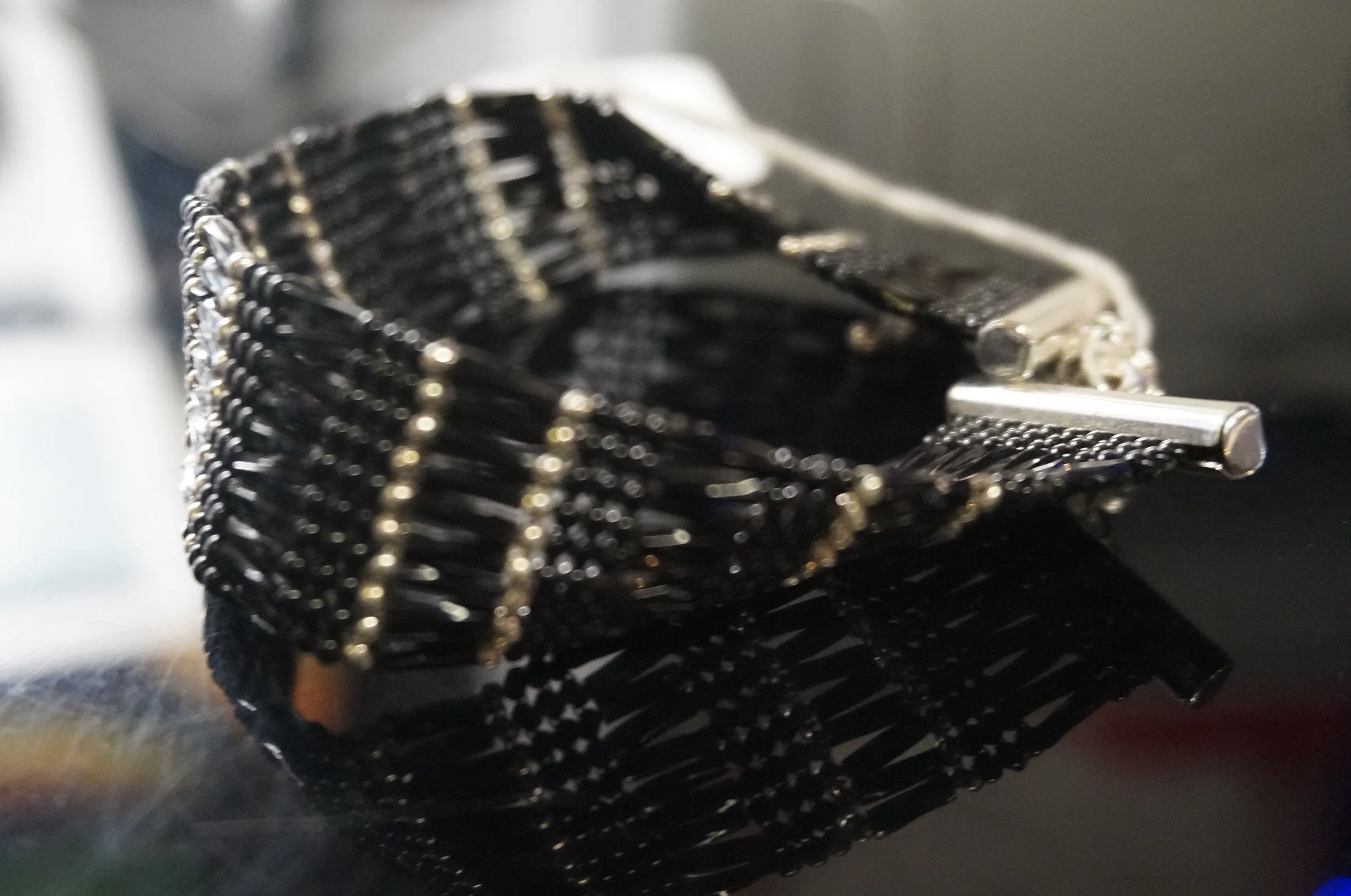 Black/Silver Glass Beaded Bracelet - Caliculturesmokeshop.com
