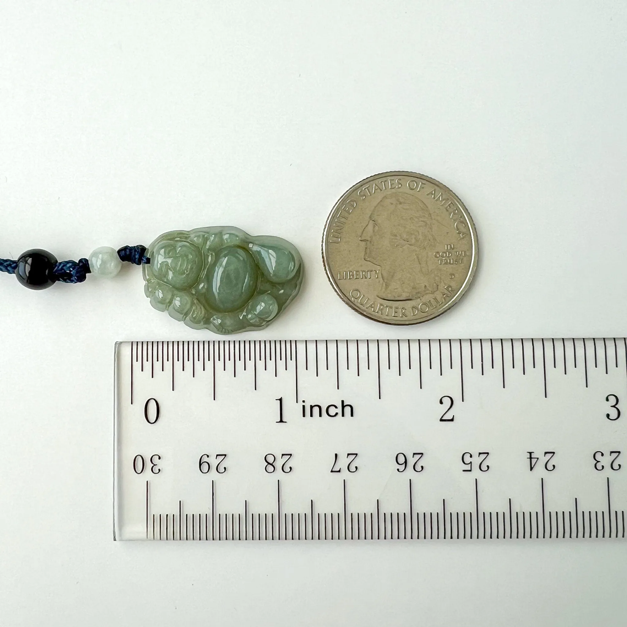 Blissful Happy Buddha Pendant, Green Jadeite Jade, Happy Laughing Buddha Hand Carved Pendant, XY-0223-1715132693