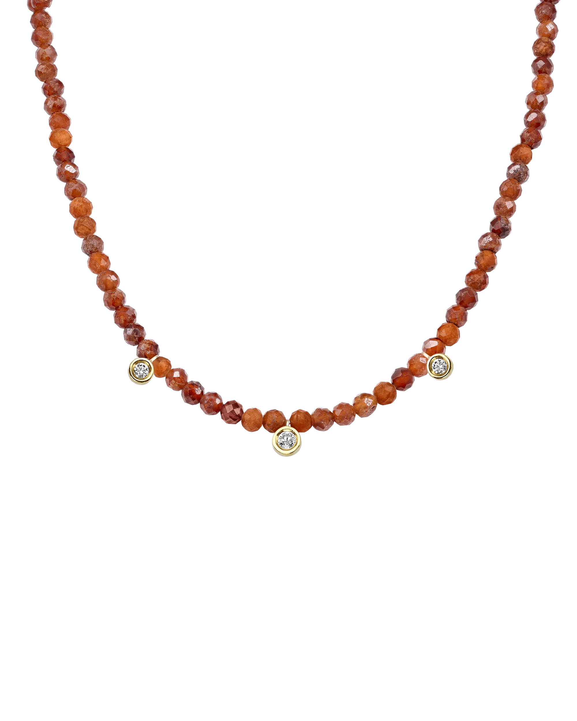 Blue Lapis Gemstone & Three diamonds Necklace - 14K White Gold