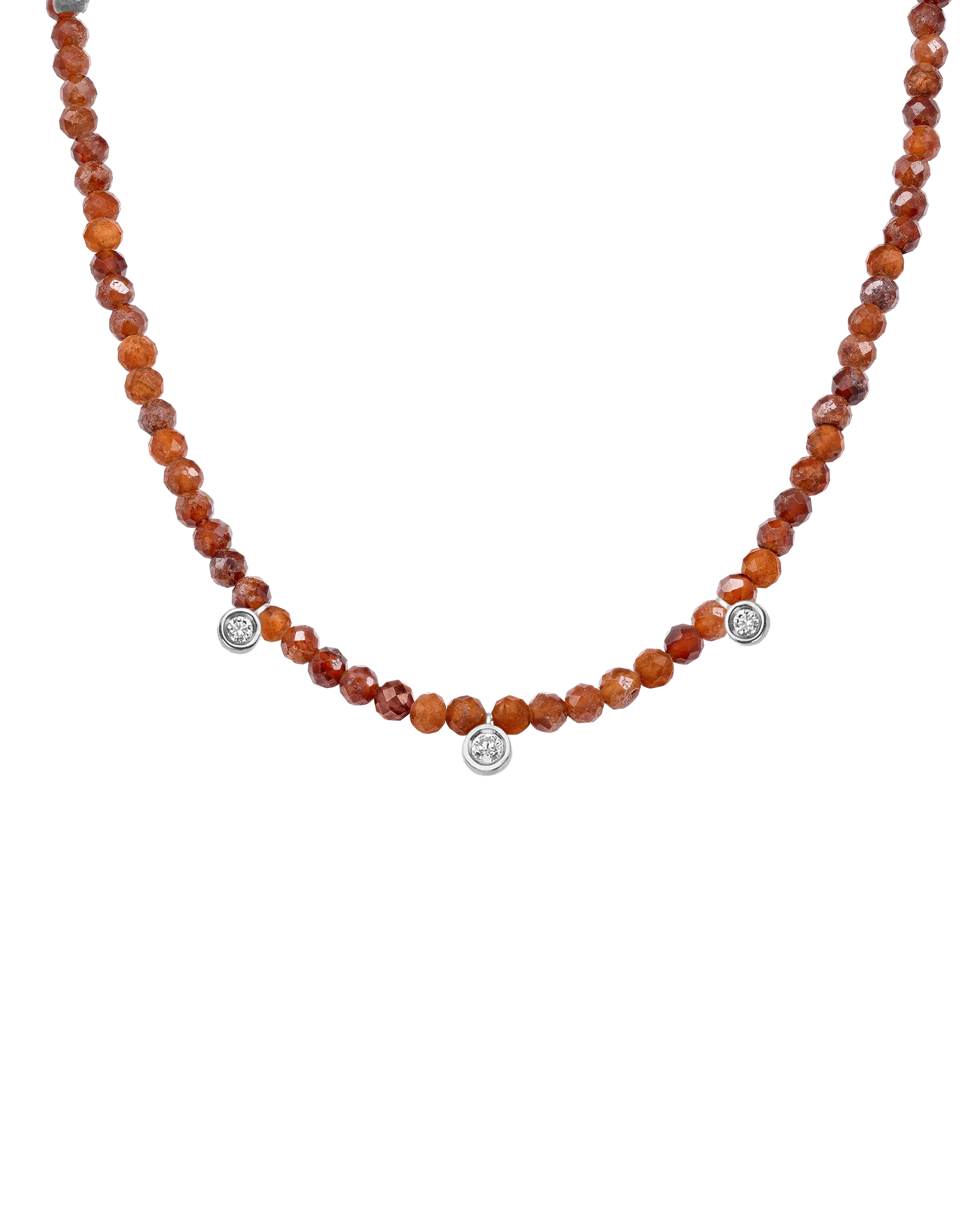 Blue Lapis Gemstone & Three diamonds Necklace - 14K White Gold