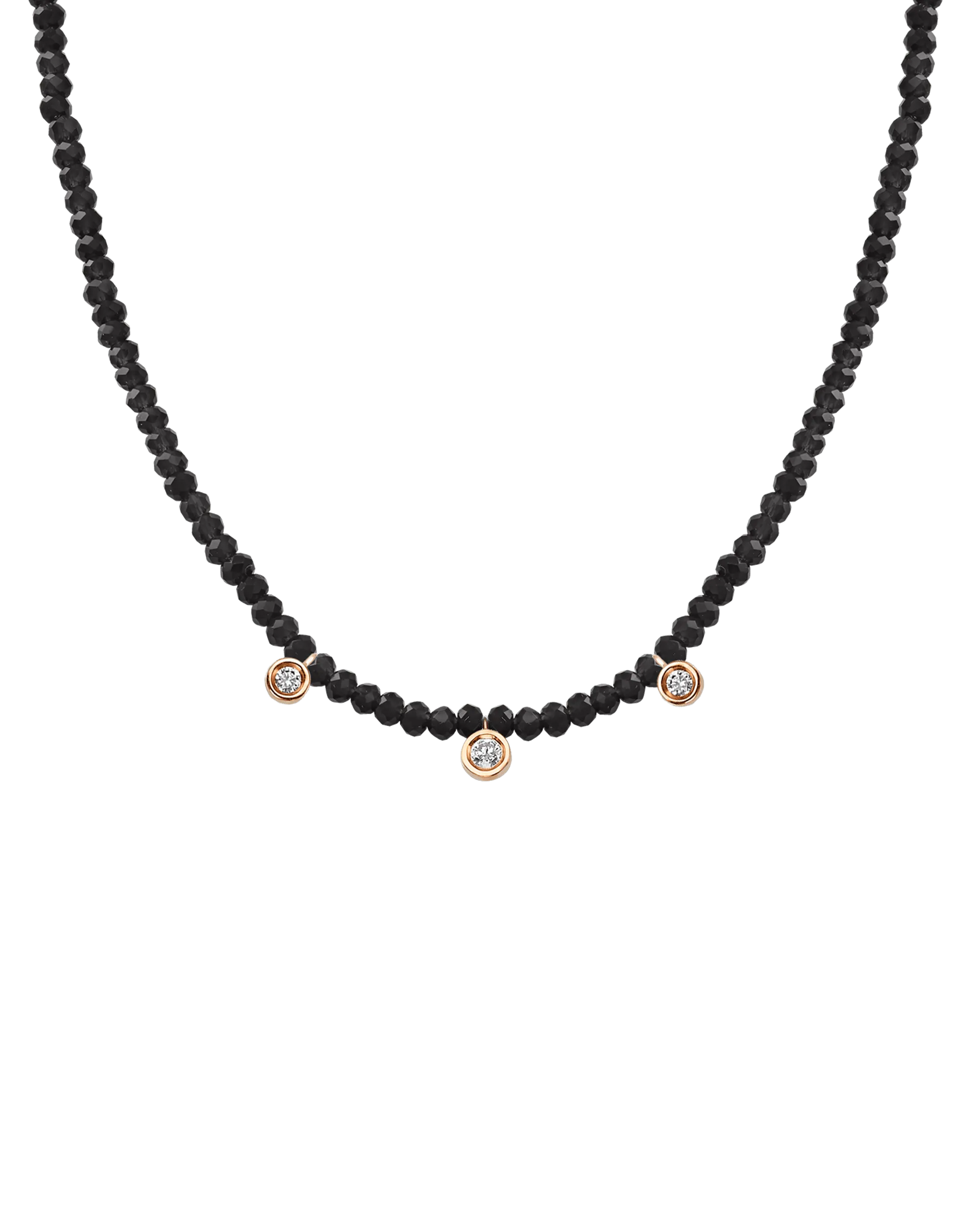 Blue Lapis Gemstone & Three diamonds Necklace - 14K White Gold