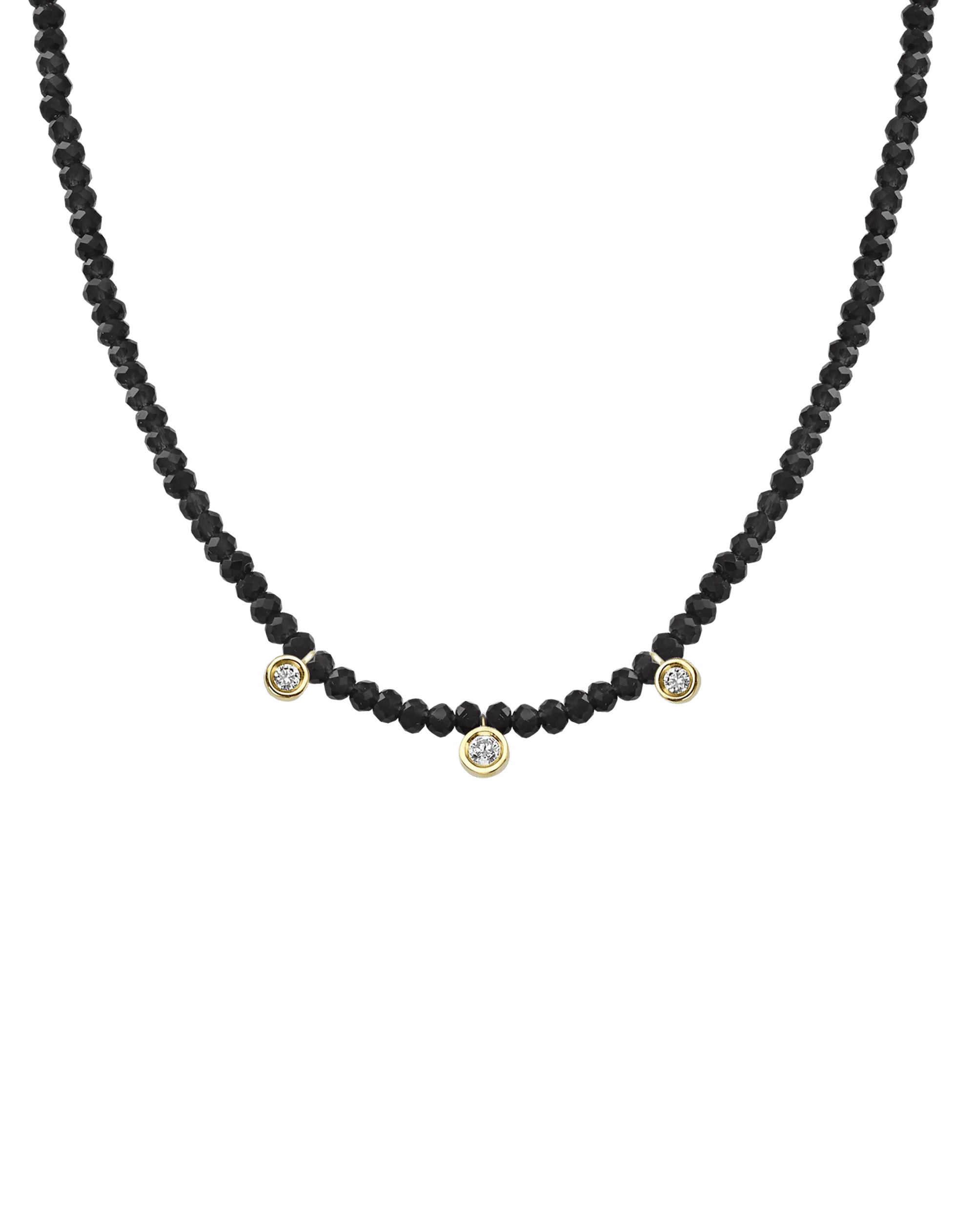 Blue Lapis Gemstone & Three diamonds Necklace - 14K White Gold