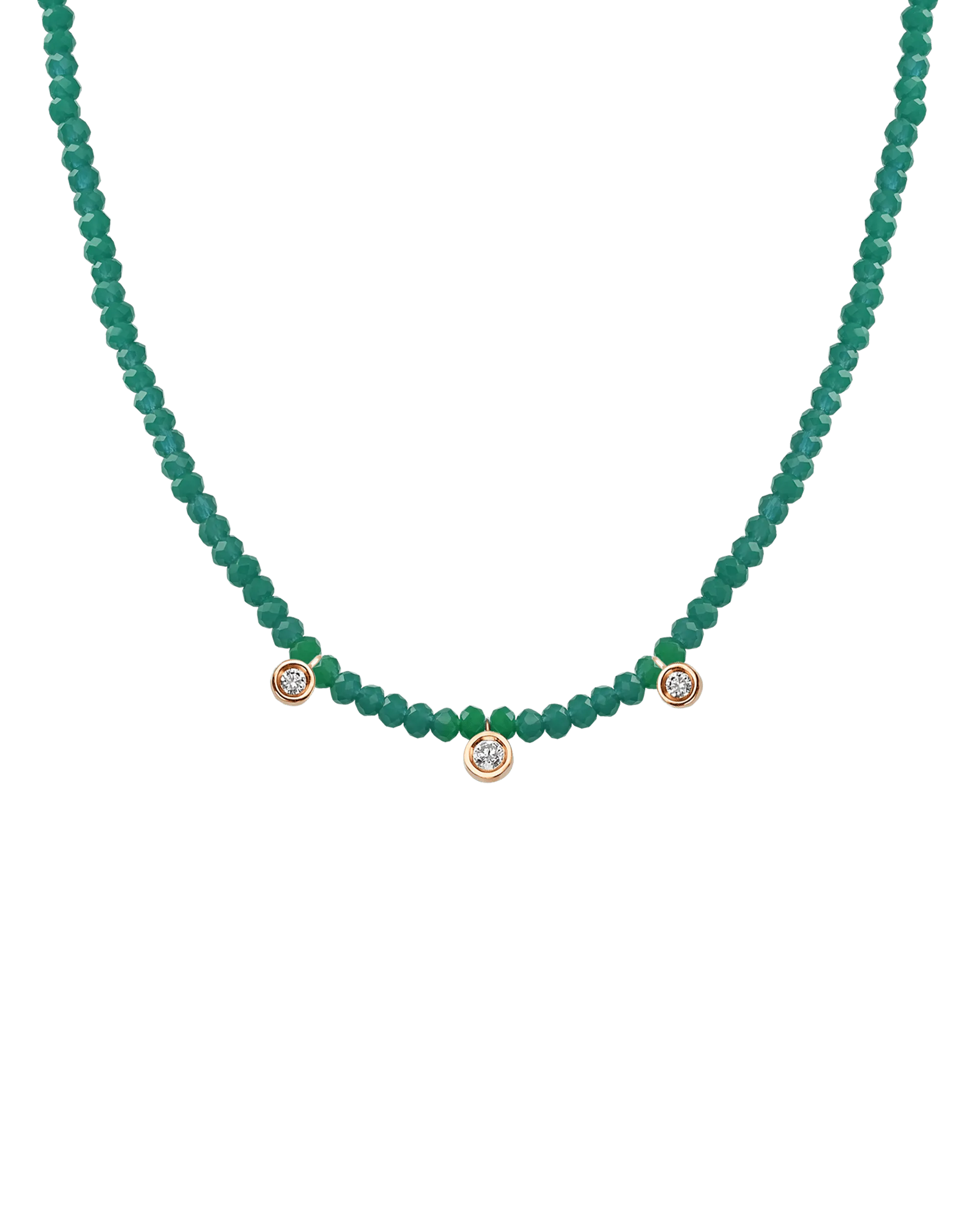 Blue Lapis Gemstone & Three diamonds Necklace - 14K White Gold