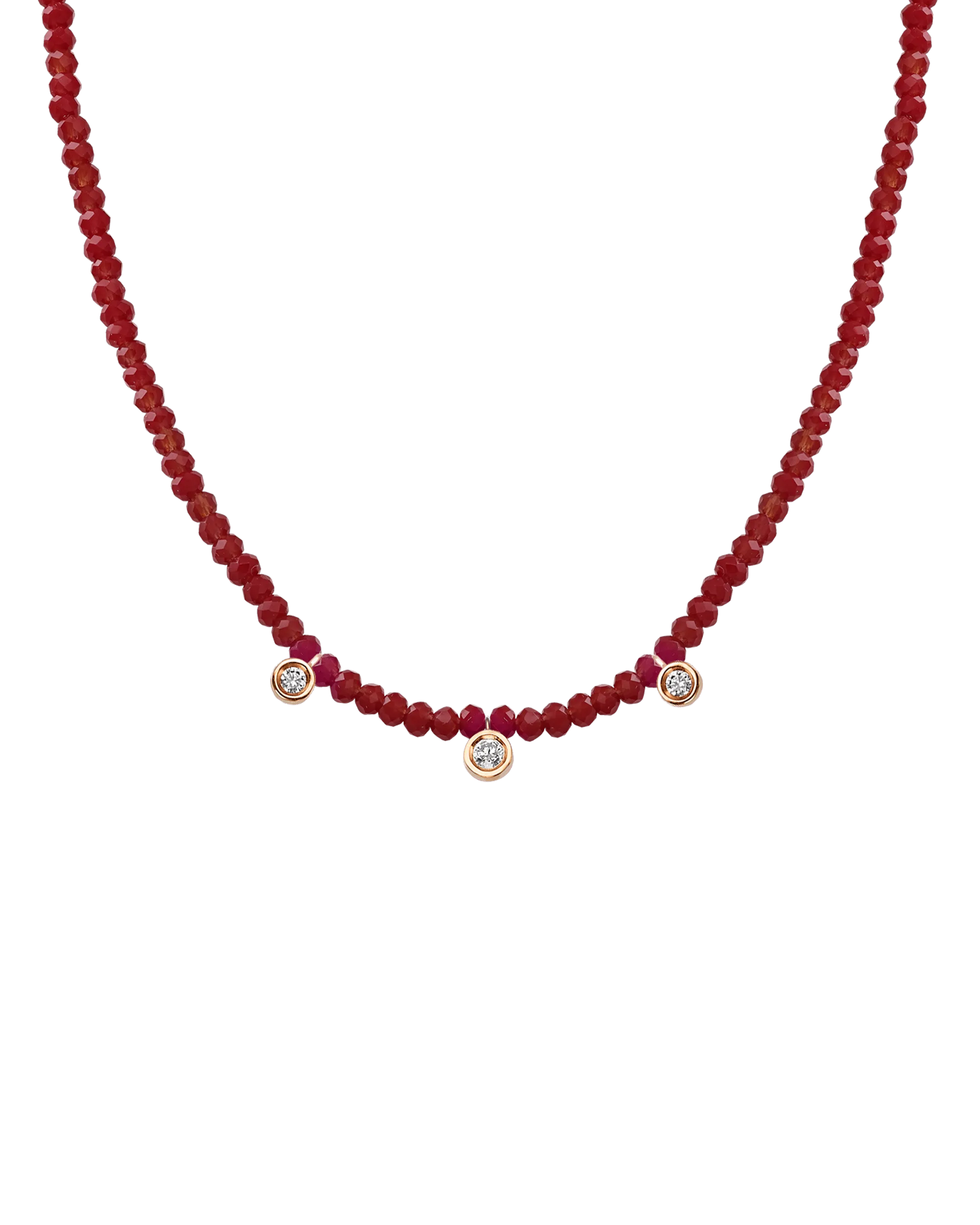 Blue Lapis Gemstone & Three diamonds Necklace - 14K White Gold