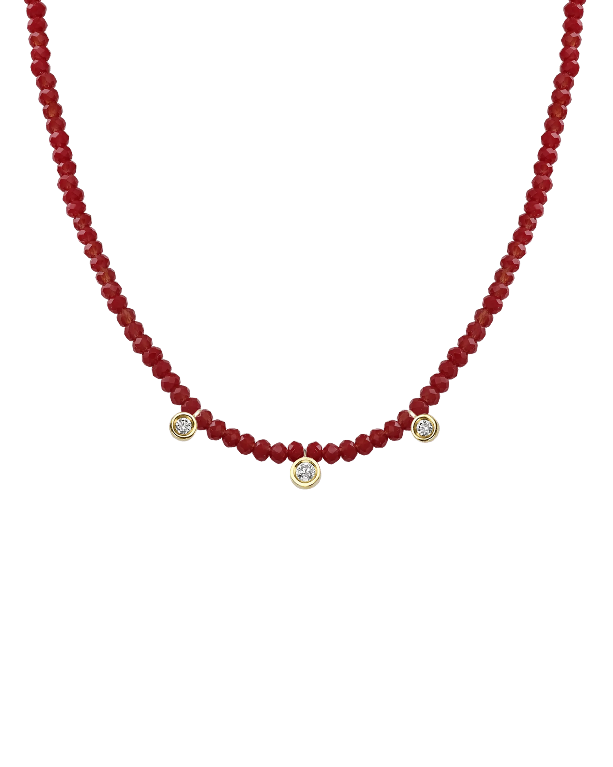 Blue Lapis Gemstone & Three diamonds Necklace - 14K White Gold