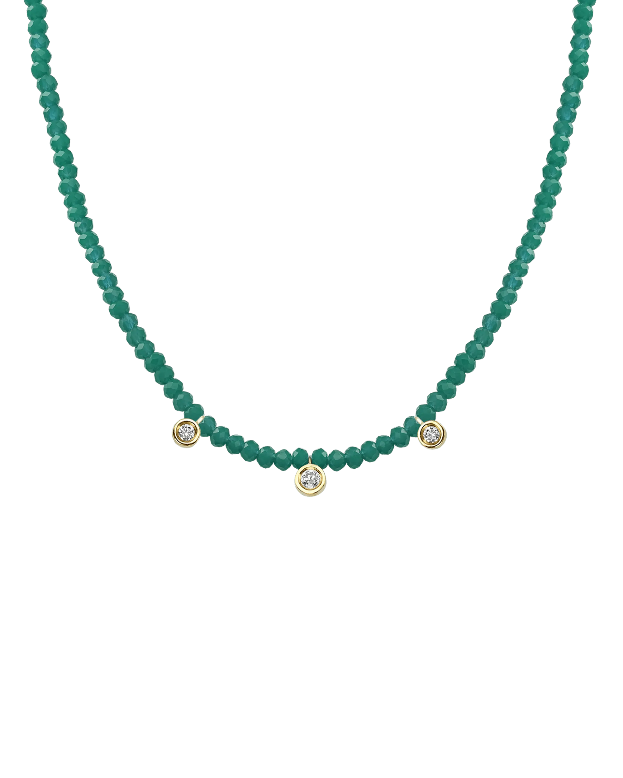 Blue Lapis Gemstone & Three diamonds Necklace - 14K White Gold