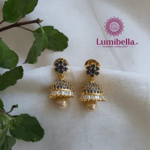 Blue Stone Jhumka Earrings