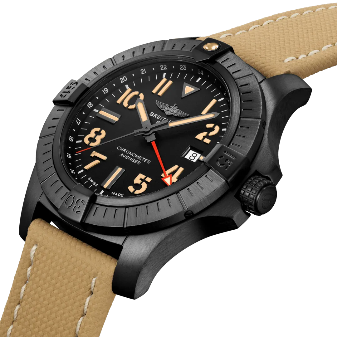 BRT Watch Avenger AutoMTic GMT 45 Night Mission Leather Tang Type