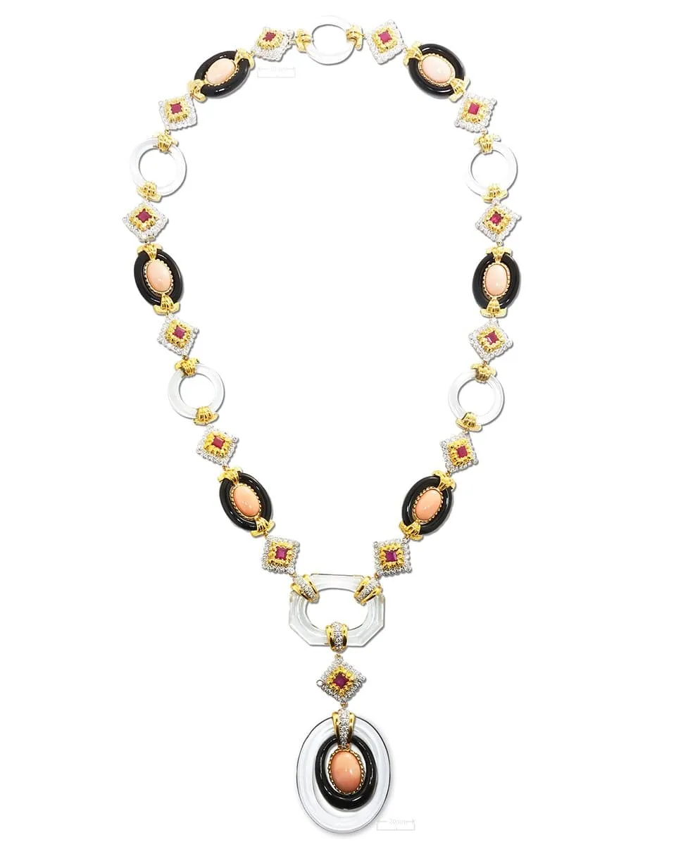 Cabochon Angelskin Coral Cross River Necklace