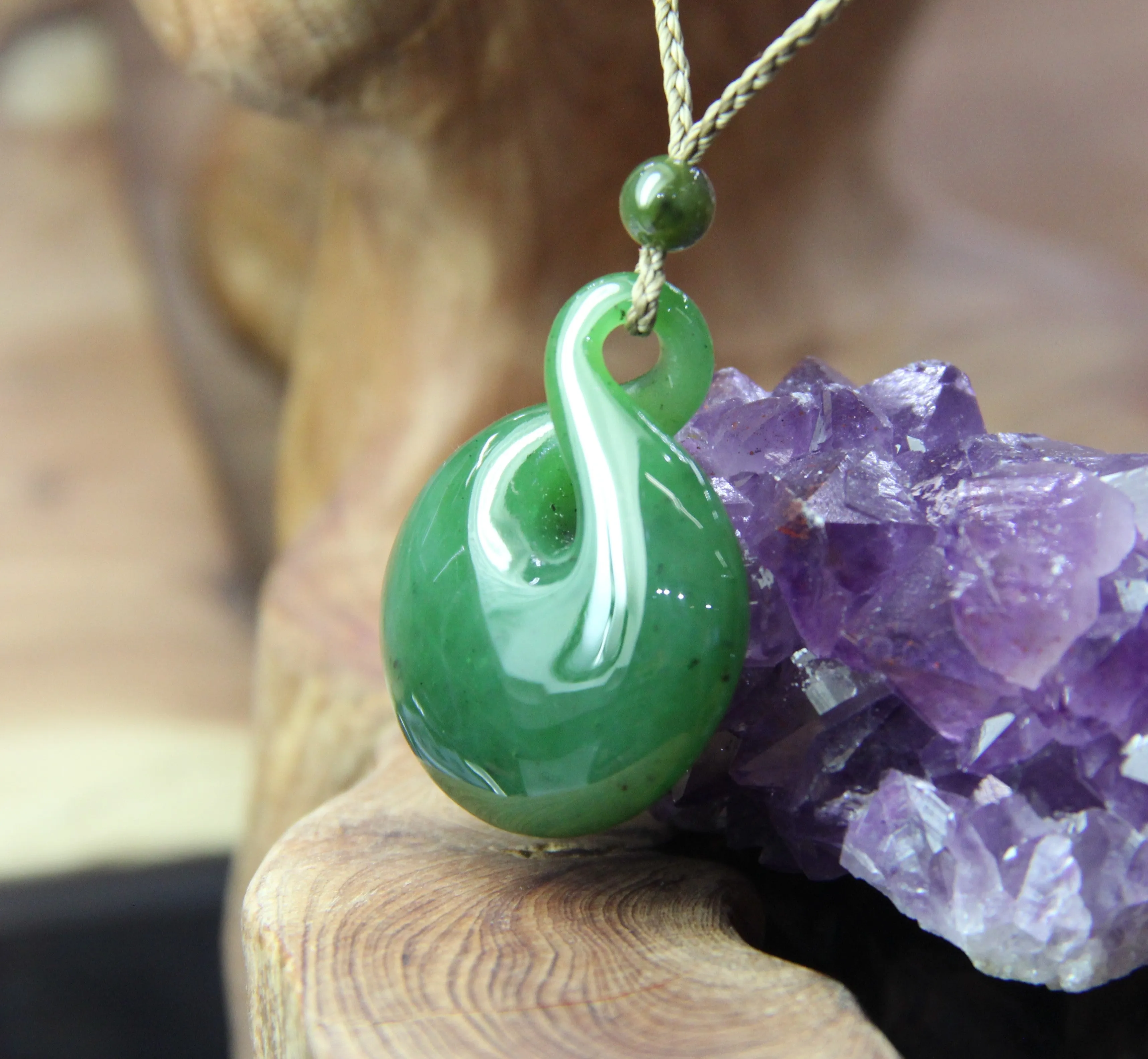 Canadian Jade Twist Pendant Necklace #1112